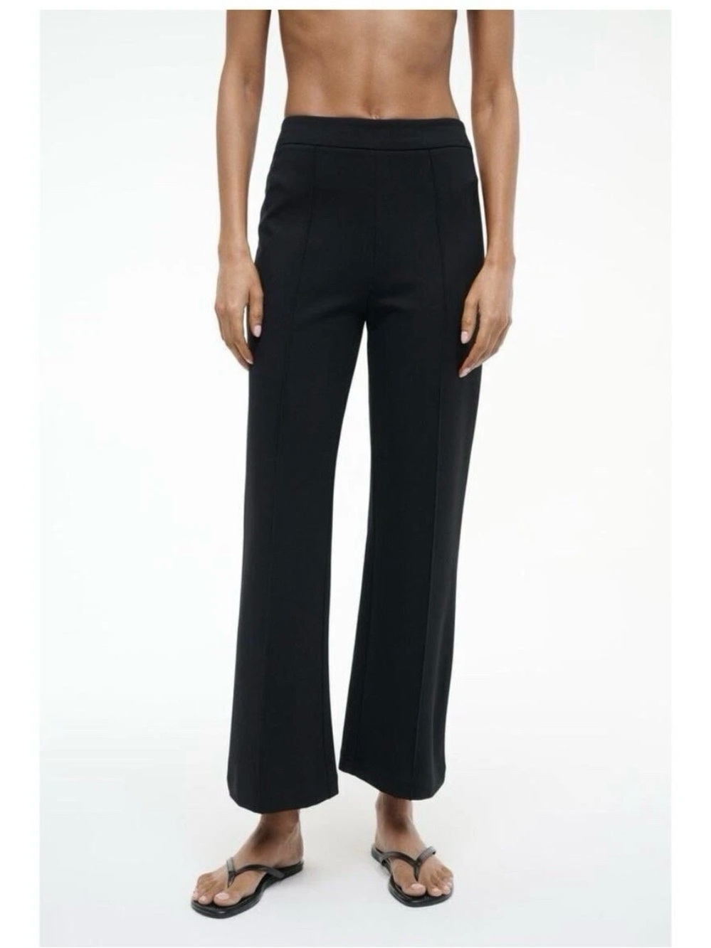 Staud Knack Pants Women's Large Black Ponte Seamed Flare Back Zip
Stretch Crop